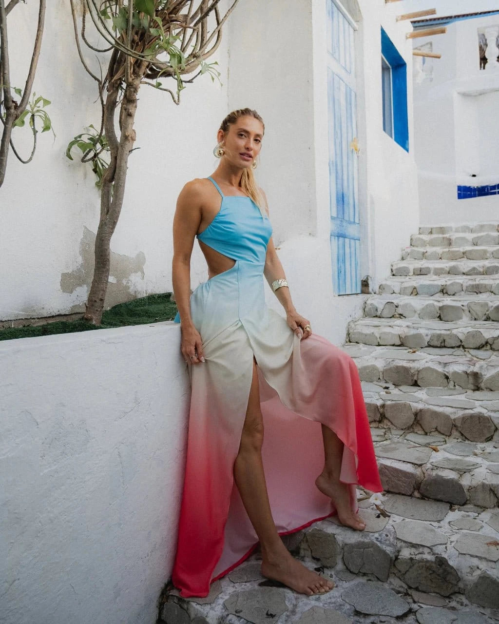 Vestido Degradê Romance - Areia Crôa