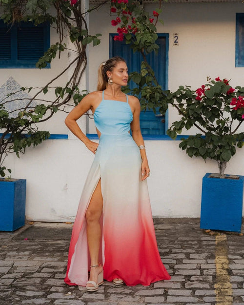 Vestido Degradê Romance - Areia Crôa