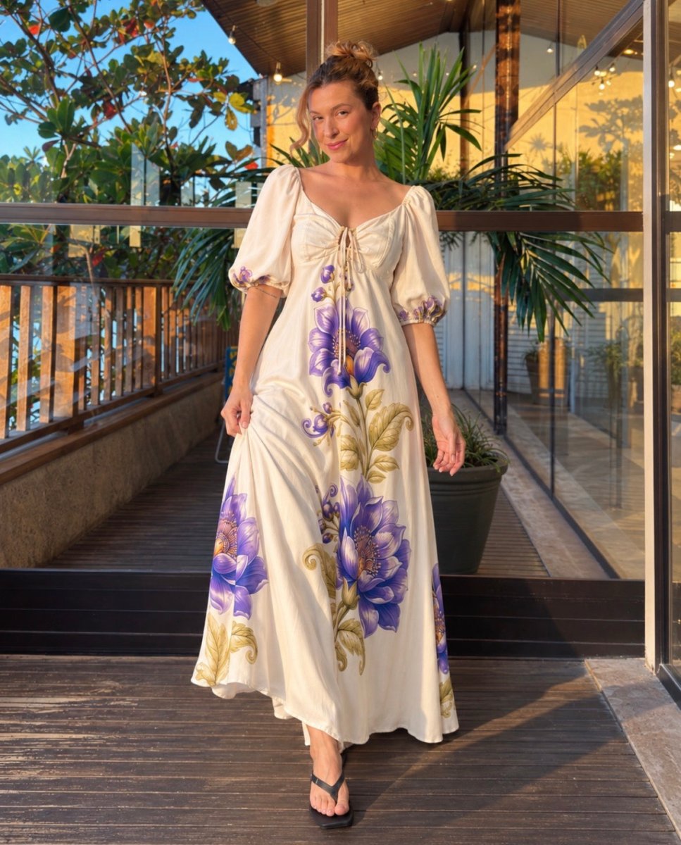 Vestido Florá Ayla - Areia Crôa