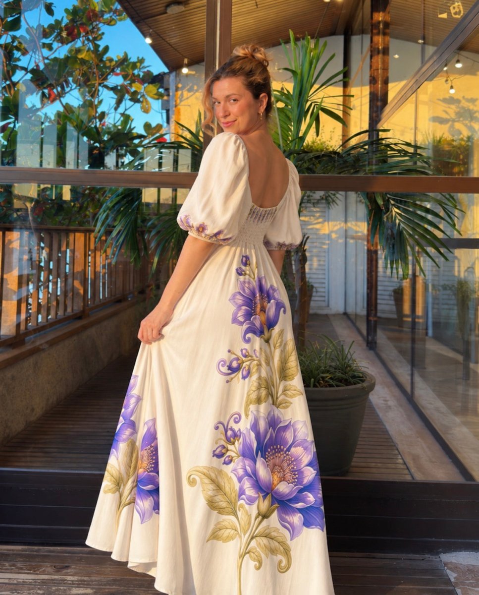 Vestido Florá Ayla - Areia Crôa