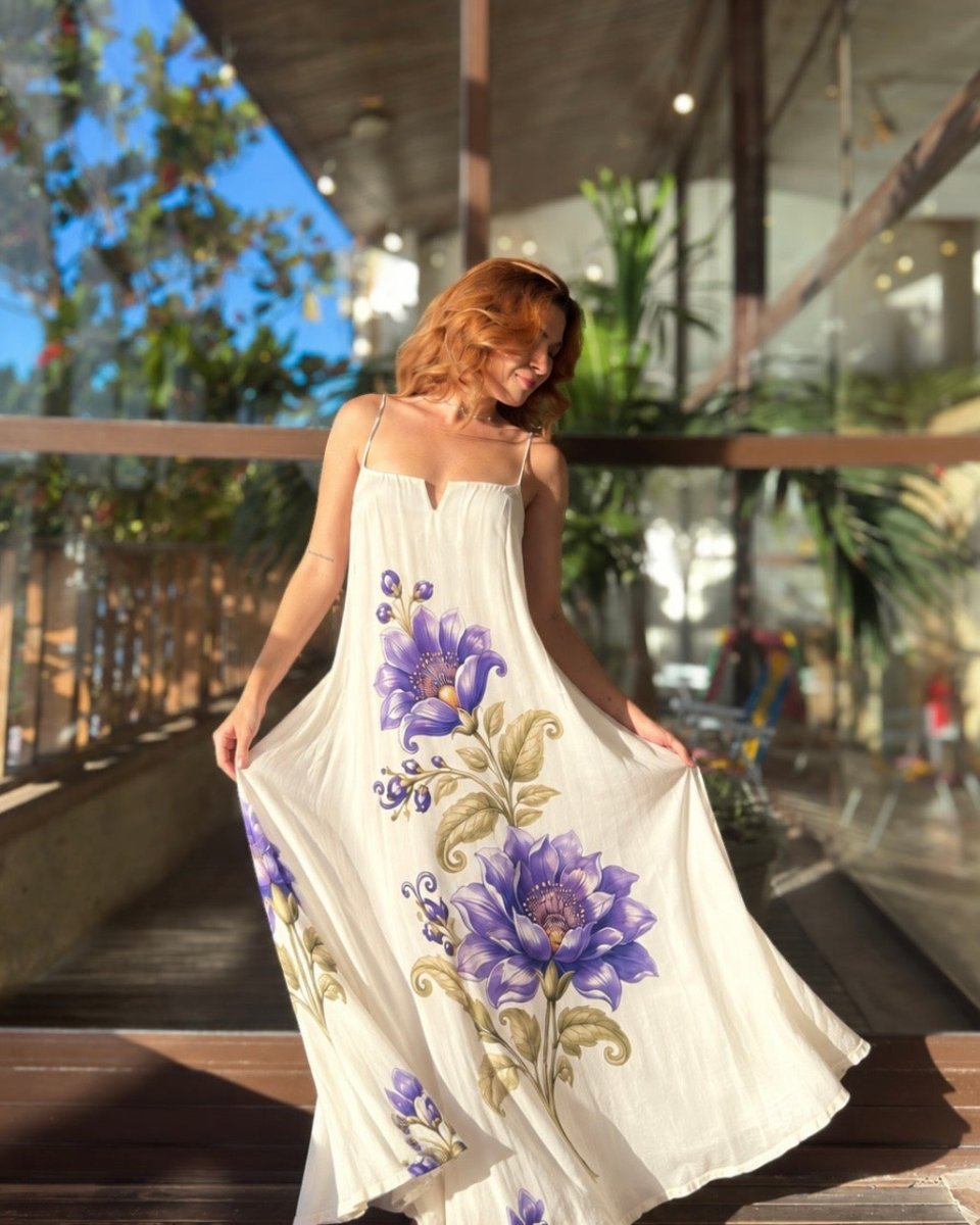 Vestido Florá Lis - Areia Crôa