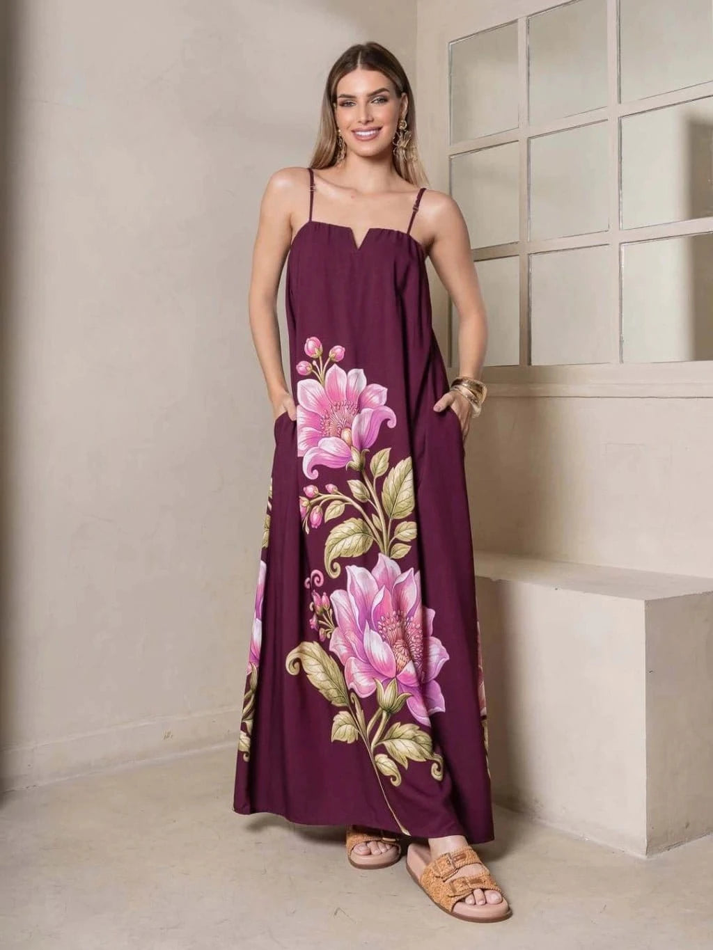 Vestido Florá Lis - Areia Crôa