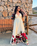 Vestido Areia Crôa Ipanema com estampa floral, tecido leve e design feminino, ideal para ocasiões casuais e verão.